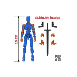 Robot 13 Dummy Mavi Turuncu Tüm Eklemleri Hareketli Aksiyon Figürü Oyuncak