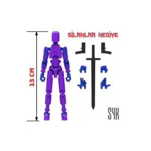 Robot 13 Dummy Mor Mavi Tüm Eklemleri Hareketli Aksiyon Figürü Oyuncak