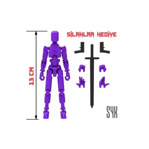 Robot 13 Dummy Mor Mor Tüm Eklemleri Hareketli Aksiyon Figürü Oyuncak