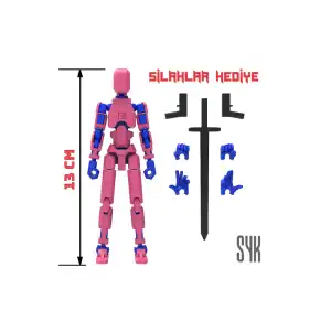 Robot 13 Dummy Pembe Mavi Tüm Eklemleri Hareketli Aksiyon Figürü Oyuncak