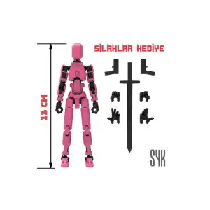 Robot 13 Dummy Pembe Siyah Tüm Eklemleri Hareketli Aksiyon Figürü Oyuncak