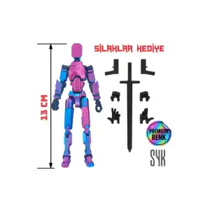 Robot 13 Dummy Premium Çift Renk Mavi Mor  Tüm Eklemleri Hareketli Aksiyon Figürü Oyuncak