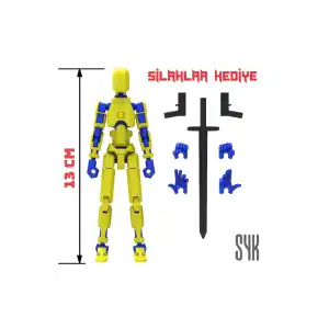 Robot 13 Dummy Sarı Mavi Tüm Eklemleri Hareketli Aksiyon Figürü Oyuncak