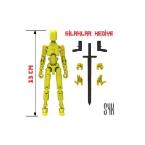 Robot 13 Dummy Sarı Sarı Tüm Eklemleri Hareketli Aksiyon Figürü Oyuncak
