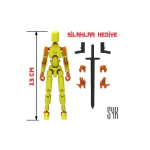 Robot 13 Dummy Sarı Turuncu Tüm Eklemleri Hareketli Aksiyon Figürü Oyuncak