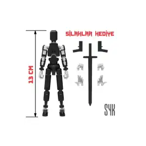 Robot 13 Dummy Siyah Beyaz Tüm Eklemleri Hareketli Aksiyon Figürü Oyuncak