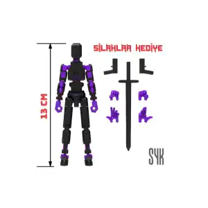 Robot 13 Dummy Siyah Mor Tüm Eklemleri Hareketli Aksiyon Figürü Oyuncak