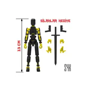 Robot 13 Dummy Siyah Sarı Tüm Eklemleri Hareketli Aksiyon Figürü Oyuncak