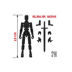 Robot 13 Dummy Siyah Siyah Tüm Eklemleri Hareketli Aksiyon Figürü Oyuncak