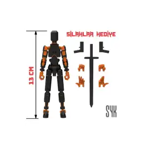 Robot 13 Dummy Siyah Turuncu Tüm Eklemleri Hareketli Aksiyon Figürü Oyuncak