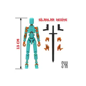 Robot 13 Dummy Turkuaz Turuncu Tüm Eklemleri Hareketli Aksiyon Figürü Oyuncak