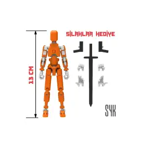 Robot 13 Dummy Turuncu Beyaz Tüm Eklemleri Hareketli Aksiyon Figürü Oyuncak