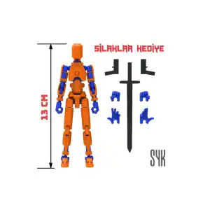 Robot 13 Dummy Turuncu Mavi Tüm Eklemleri Hareketli Aksiyon Figürü Oyuncak