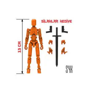 Robot 13 Dummy Turuncu Turuncu Tüm Eklemleri Hareketli Aksiyon Figürü Oyuncak