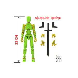 Robot 13 Dummy Yeşil Sarı Tüm Eklemleri Hareketli Aksiyon Figürü Oyuncak