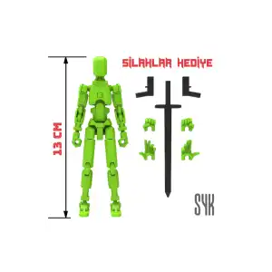 Robot 13 Dummy Yeşil Yeşil Tüm Eklemleri Hareketli Aksiyon Figürü Oyuncak