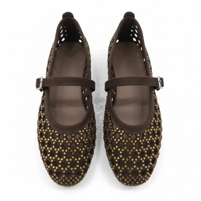 EFW Kahverengi Kadın Taşlı Babet