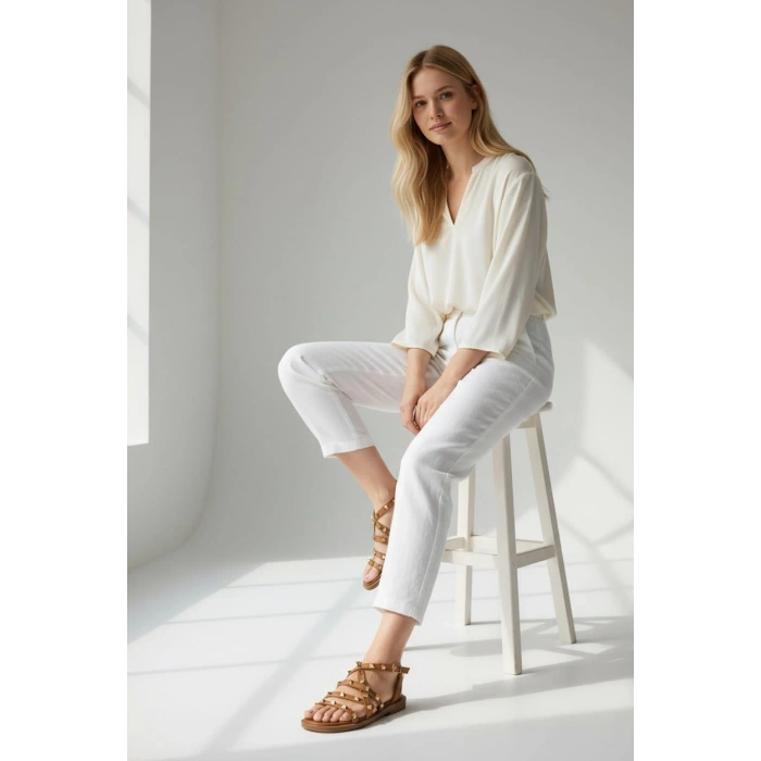 Taba Hakiki Deri Kadın Sandalet