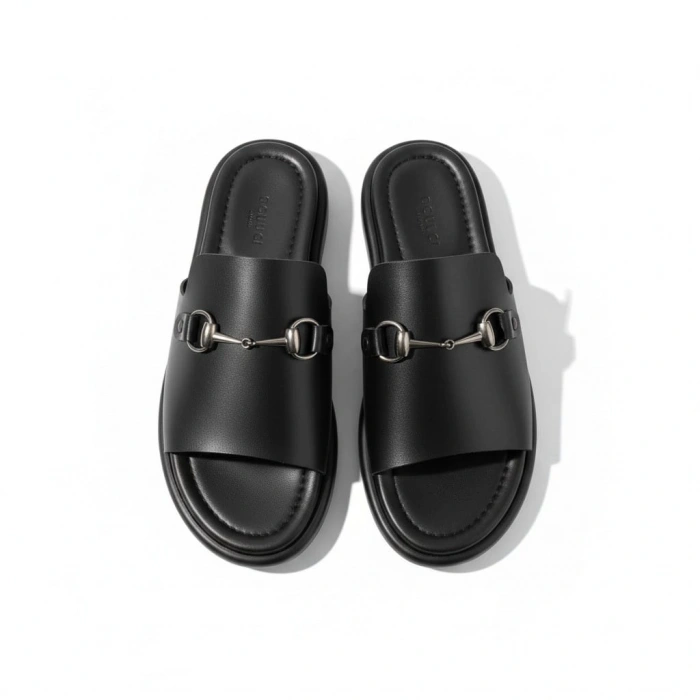 EFW %100 Hakiki Deri Siyah Kadın Günlük Terlik