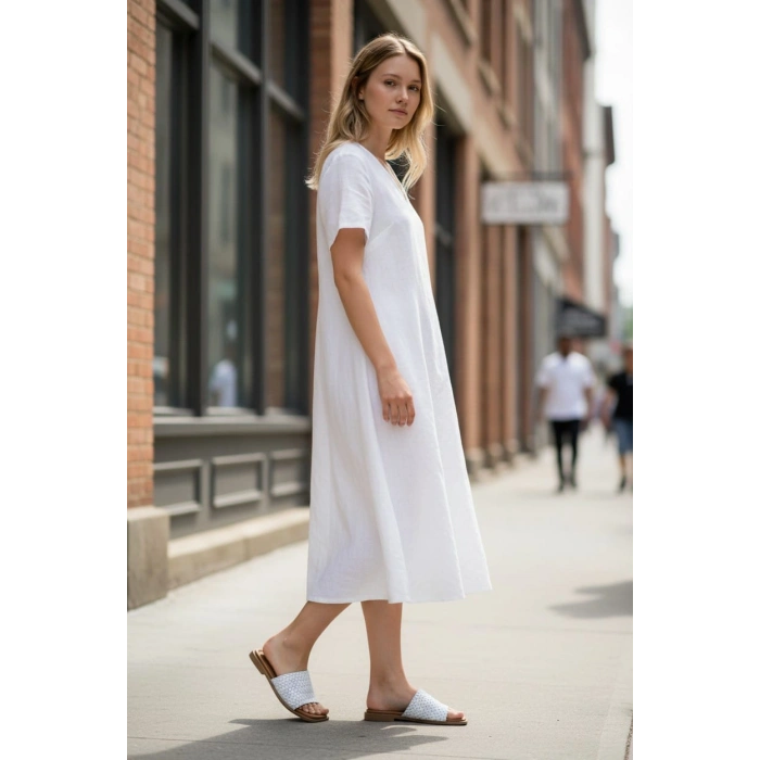 EFW %100 Hakiki Deri Beyaz Kadın Terlik