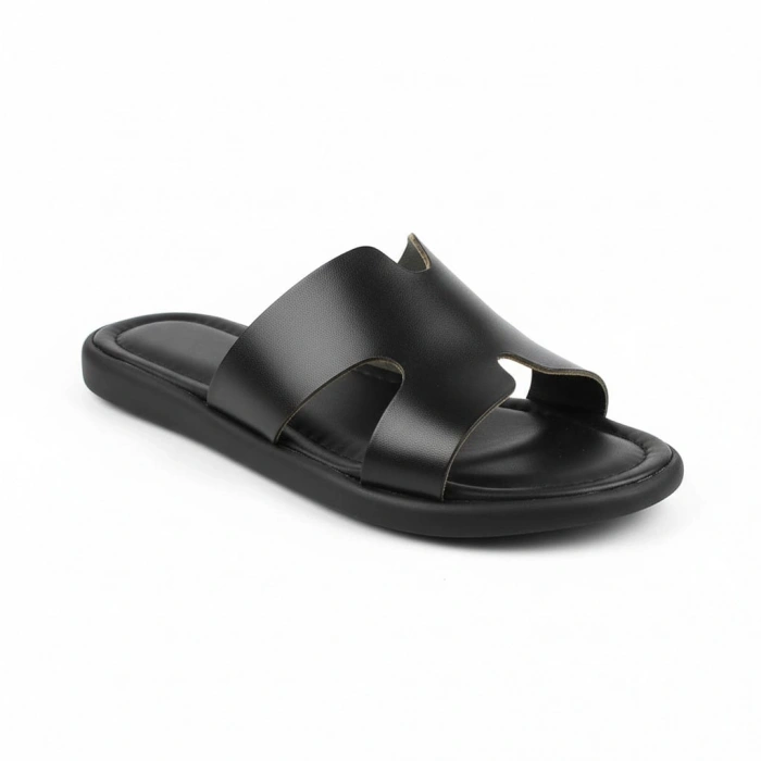 EFW %100 Hakiki Deri Helmes Düz Siyah Terlik