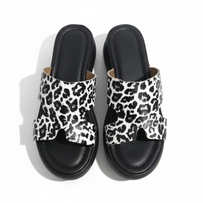 EFW %100 Hakiki Deri Leopar Helen  Kadın  Terlik