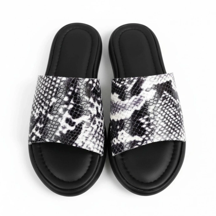 EFW %100 Hakiki Yılan Derisi Siyah Kadın Terlik