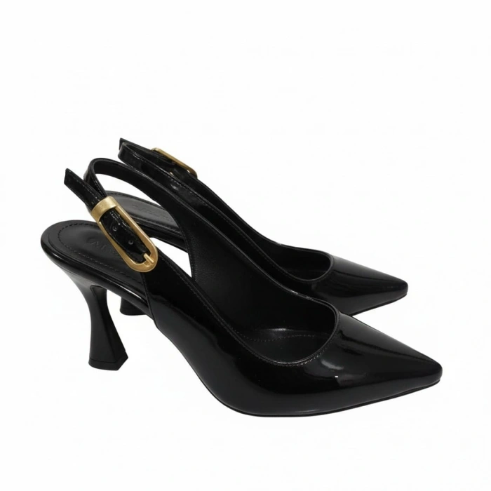 EFW Sivri Burun Siyah Rugan Kadın Ayakkabı