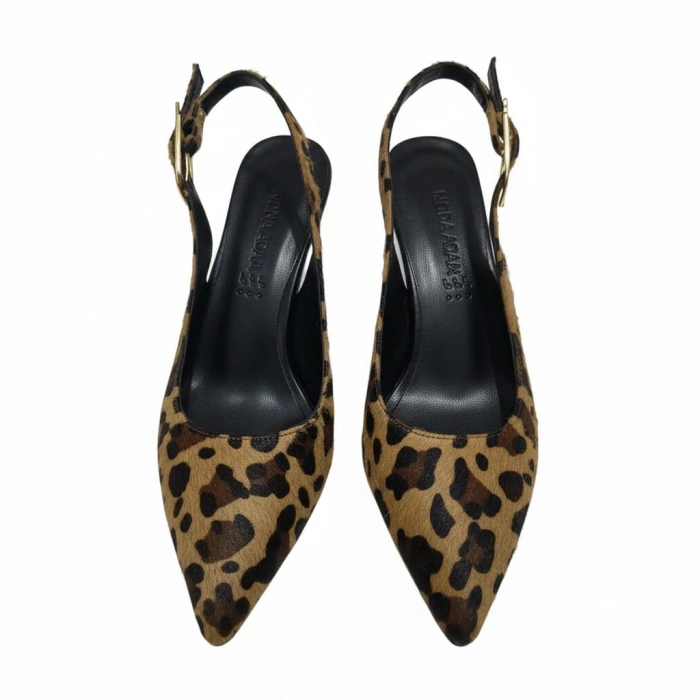 EFW Sivri Burun Leopar Alçak Topuk Kadın Ayakkabı