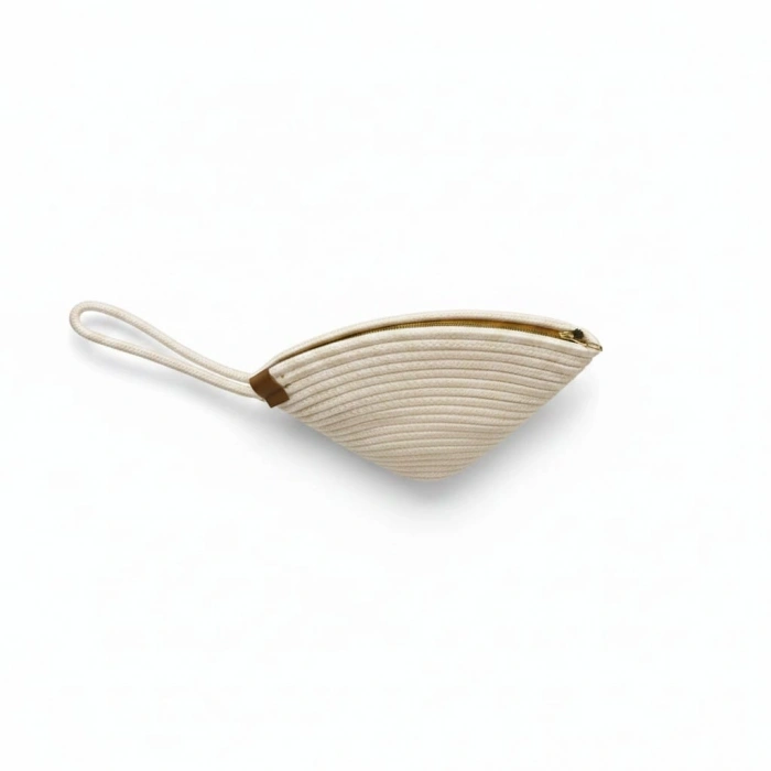 Rome Handmade Hasır Clutch Çanta Bej