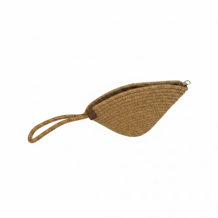 Rome Handmade Hasır Clutch Çanta krem