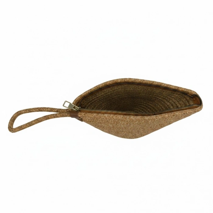 Rome Handmade Hasır Clutch Çanta krem