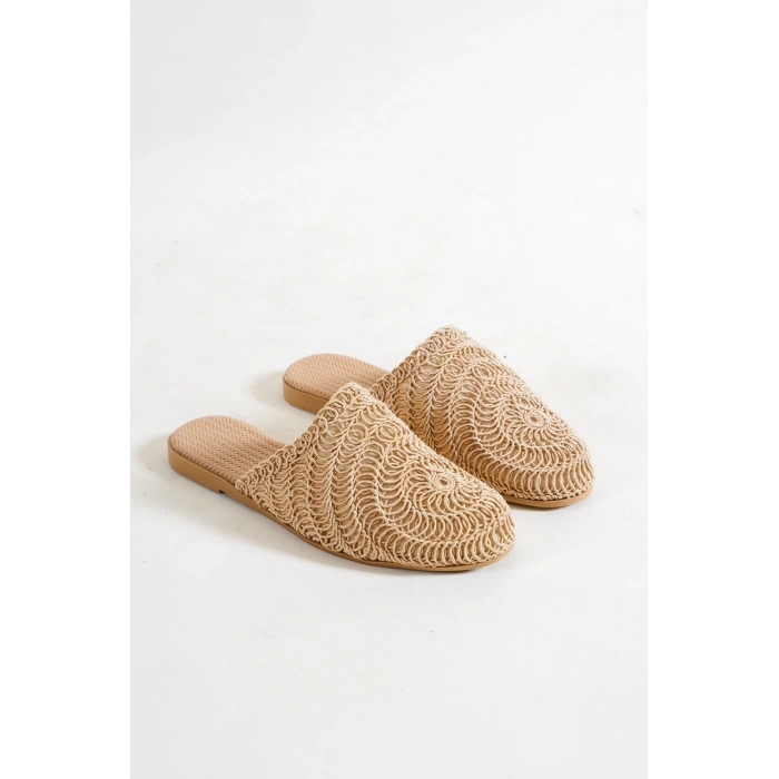 ARİA HASIR NAKIŞ KADIN BEJ TERLİK