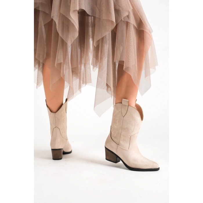 Bertha Yeni Sezon Bej Süet Kovboy Bot