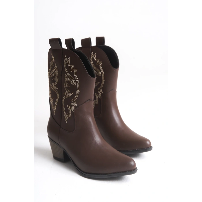 Bertha Yeni Sezon Kahve Deri Kovboy Bot