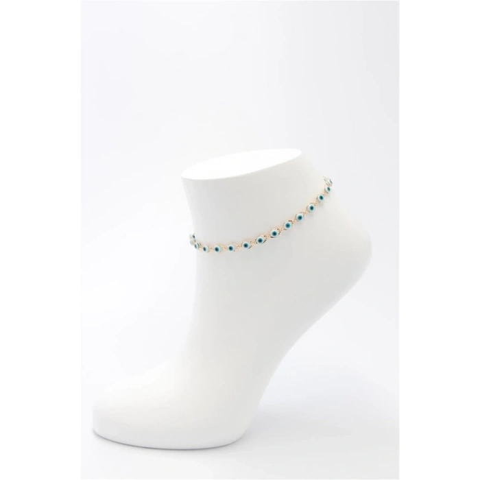 Beyaz Nazar Boncuğu Detaylı Vıp Serisi Çelik Halhal