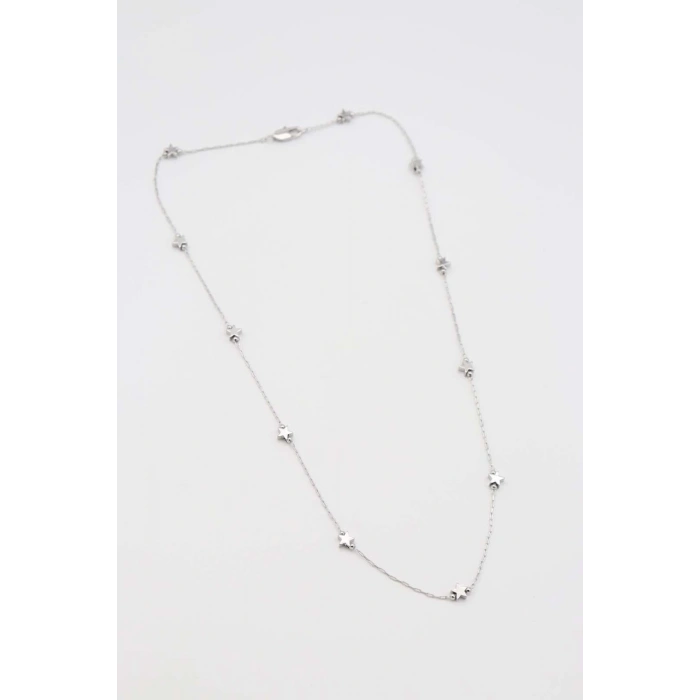 Çelik Seri Yıldız Gümüş Kolye 45 cm