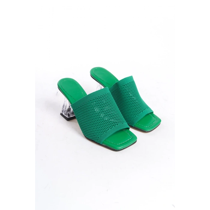 Dora Kafesli Triko Kadın Yeşil Terlik