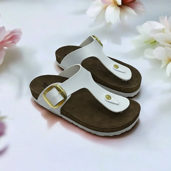 Gema Kadın Parmak Arası Beyaz Terlik Yeni Sezon