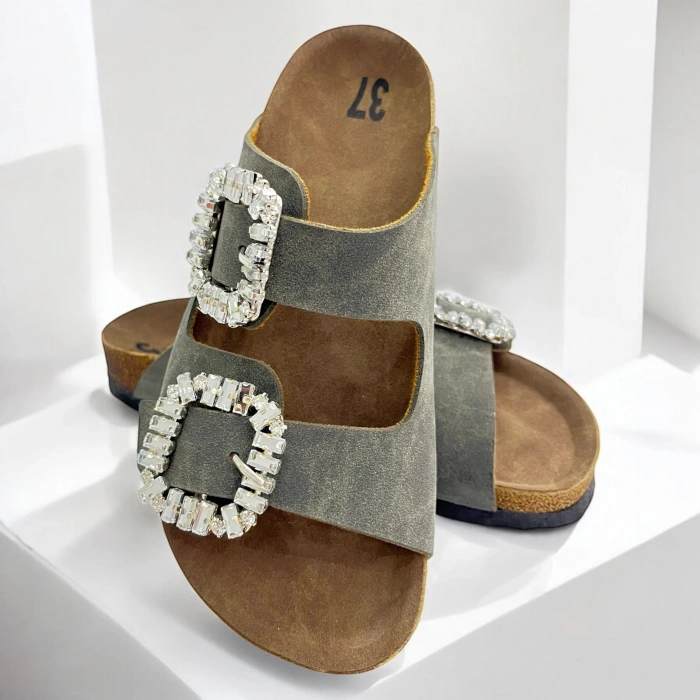 İLYADA TAŞLI ÇİFT TOKA KADIN HAKİ TERLİK