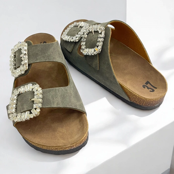 İLYADA TAŞLI ÇİFT TOKA KADIN HAKİ TERLİK