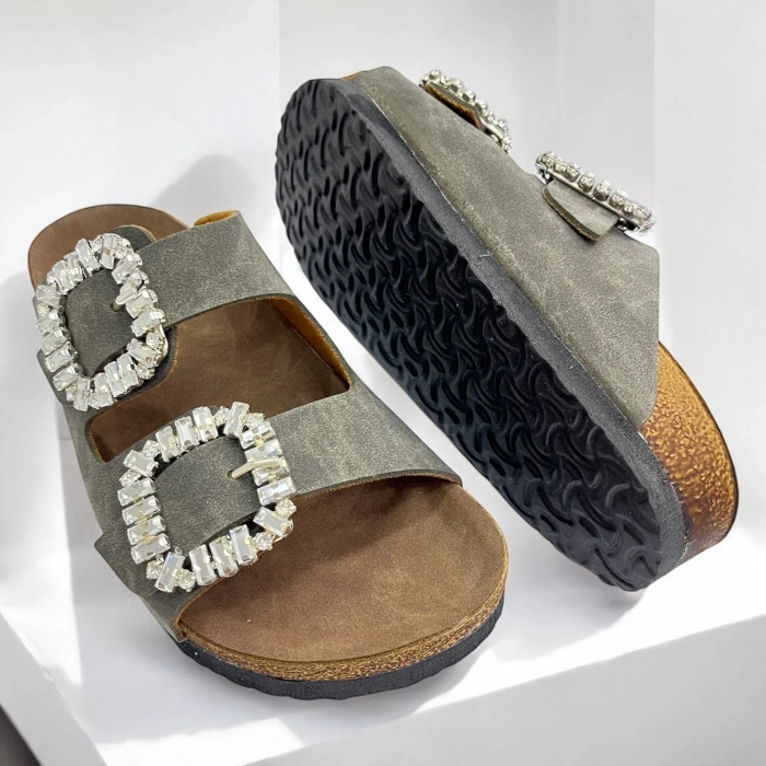 İLYADA TAŞLI ÇİFT TOKA KADIN HAKİ TERLİK