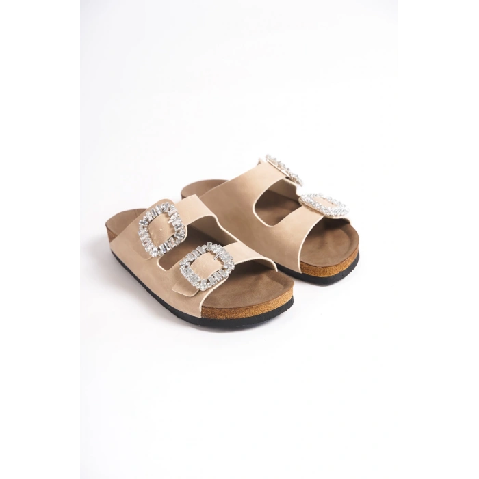 İLYADA TAŞLI ÇİFT TOKA KADIN KREM TERLİK