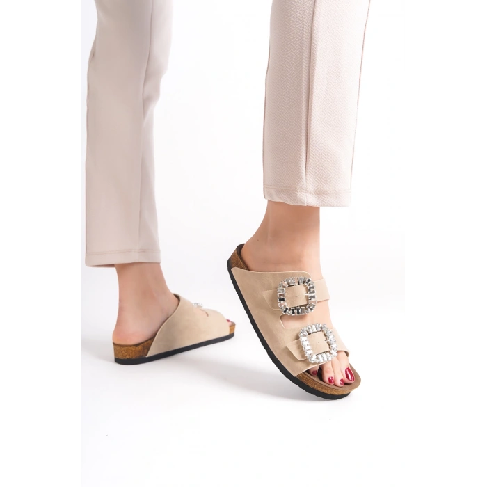 İLYADA TAŞLI ÇİFT TOKA KADIN KREM TERLİK