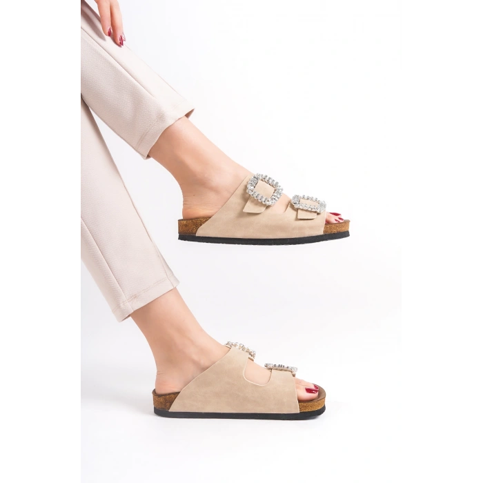 İLYADA TAŞLI ÇİFT TOKA KADIN KREM TERLİK