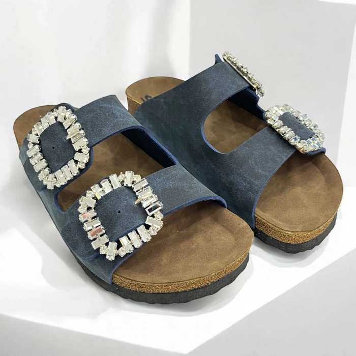 İLYADA TAŞLI ÇİFT TOKA KADIN lACİVERT TERLİK