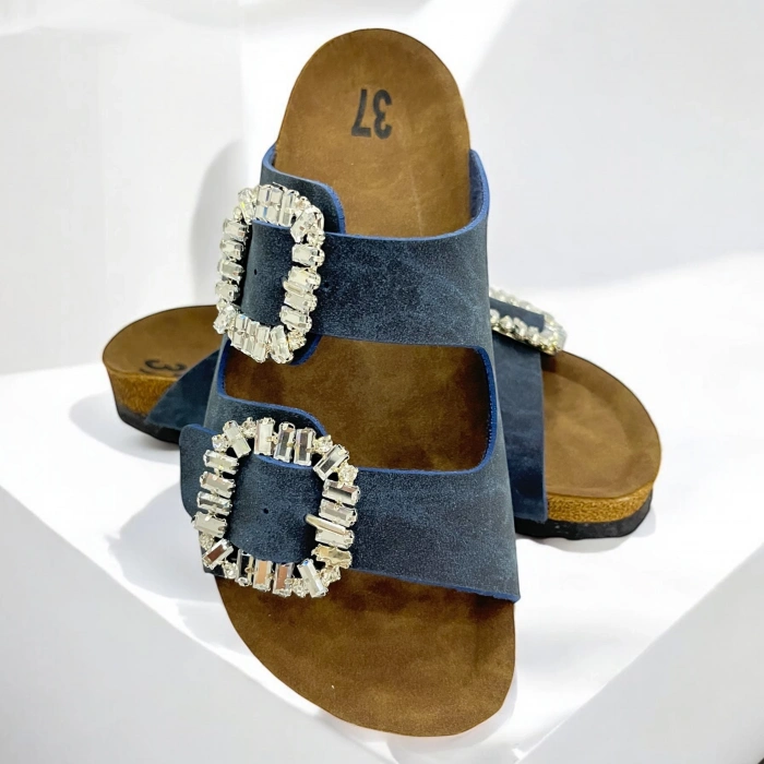 İLYADA TAŞLI ÇİFT TOKA KADIN lACİVERT TERLİK