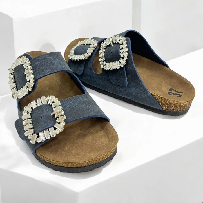 İLYADA TAŞLI ÇİFT TOKA KADIN lACİVERT TERLİK