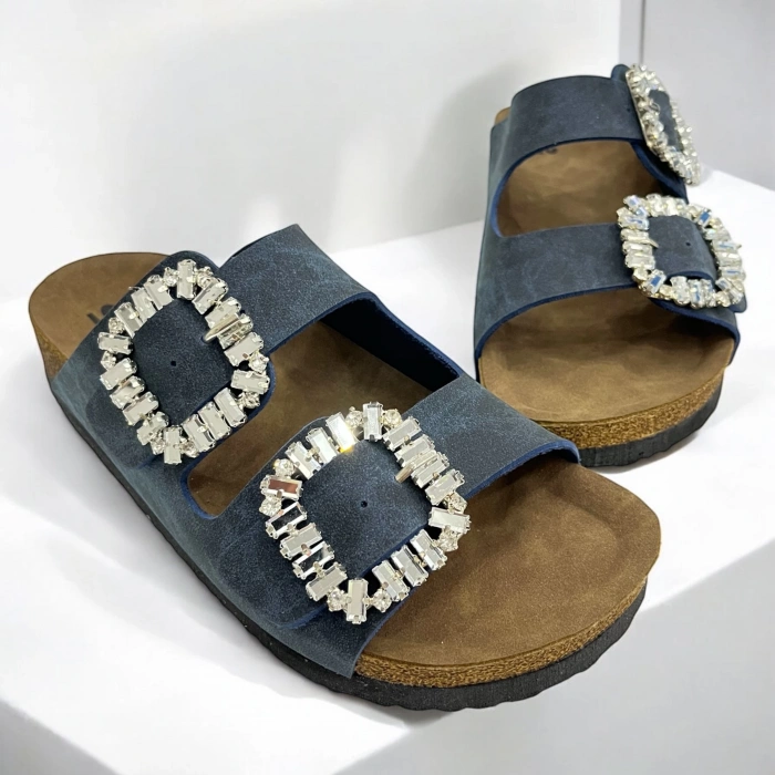 İLYADA TAŞLI ÇİFT TOKA KADIN lACİVERT TERLİK