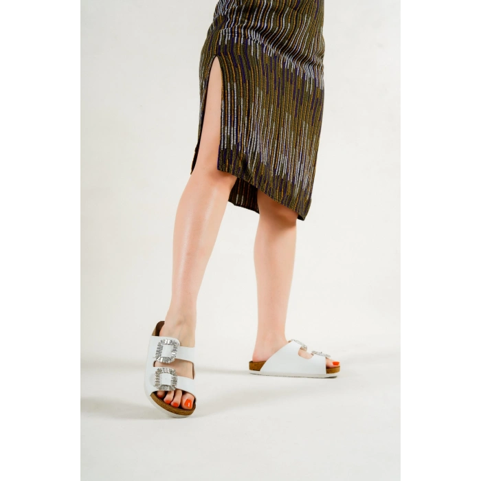 İLYADA TAŞLI ÇİFT TOKA KADIN BEYAZ TERLİK